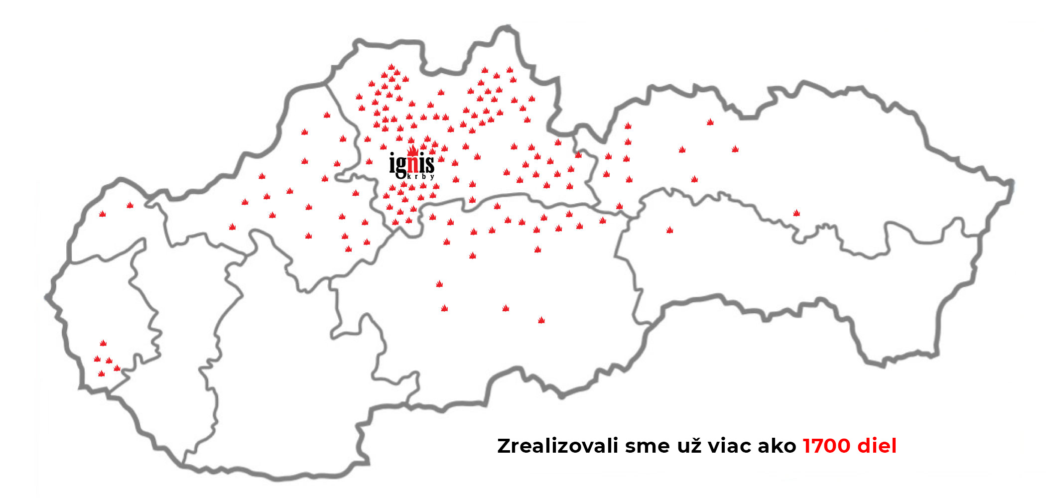 Ignis Krby - mapa realizácií